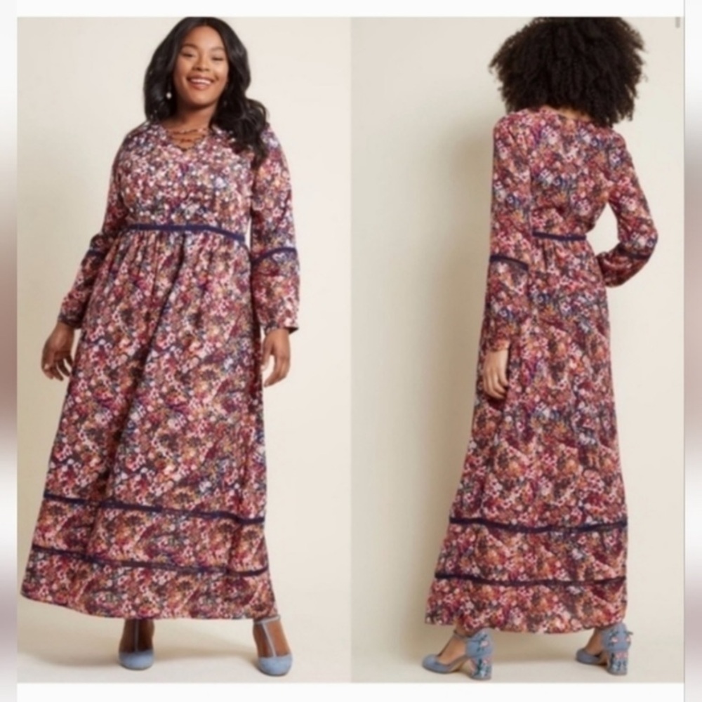 MODCLOTH Ravishing Matters Floral Maxi‎ Dress 1X NEW